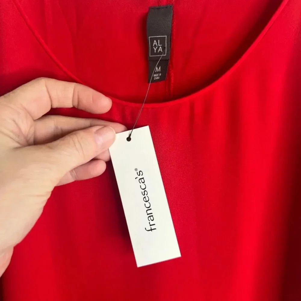 Francesca's Alya Bold Red Spaghetti Strap‎ Lined Slip Dress Size Medium